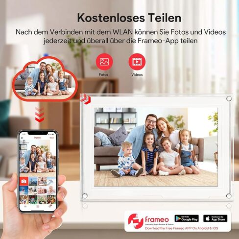 إطار صور رقمي واي فاي، إطار صور رقمي أكريليك مقاس 7 بوصات، شاشة IPS LCD تعمل باللمس، دوران تلقائي للصور/الفيديو، هدايا للأم والأب in Saudi Arabia