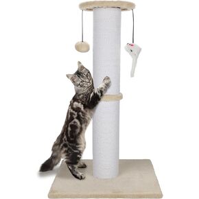 Cat Scratching Post 34 بوصة من الخدمة الثقيلة والقطرة الخدش ذات الأثخان الأثخن حبل سيزال مع كرة معلقة والفئر in Kuwait
