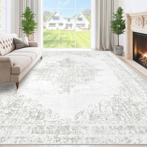 5x7 Area Rugs for Living Room: Washable Rug Vintage Retro Rugs with Non-Slip Backing Low Pile Indoor Carpet for Bedroom Dining Room Home Office (Beige, 5' x 7') in Saudi Arabia