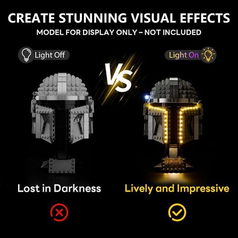 BrickSoul Led Light Kit for Lego Star Wars Helmet, Compatible with 75328 Building Set Mandalorian Lego Light Kit, Light Up Legos Helmet - NO Lego Blocks Set (Classic Version) in Kuwait