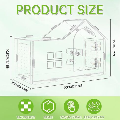 Acrylic Jumping Spider Enclosure with Double Compartments, Large Size,15.7 * 7.8 * 7.8 inches, Reptile Terrarium Aquarium Breeding Tank for Reptiles Spiders Snake Lizard in Kuwait