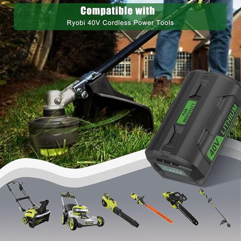 Powilling 40v 6.5ah استبدال بطارية Ryobi 40V وشاحن التحرير والسرد متوافق مع بطارية Ryobi 40 Volt OP4026 OP40601 OP4050A OP4040 OP4030 OP4050 مع OP401 40 فولت شاحن in Kuwait