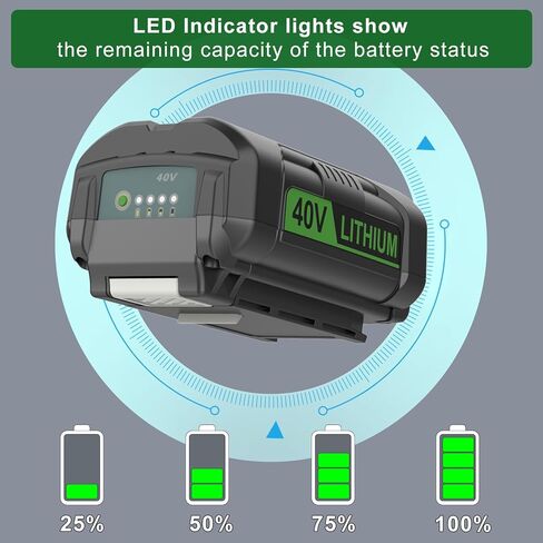 Powilling 40v 6.5ah استبدال بطارية Ryobi 40V وشاحن التحرير والسرد متوافق مع بطارية Ryobi 40 Volt OP4026 OP40601 OP4050A OP4040 OP4030 OP4050 مع OP401 40 فولت شاحن in Kuwait