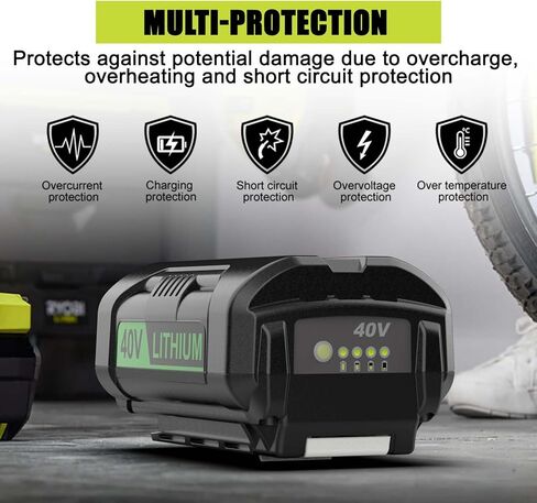 Powilling 40v 6.5ah استبدال بطارية Ryobi 40V وشاحن التحرير والسرد متوافق مع بطارية Ryobi 40 Volt OP4026 OP40601 OP4050A OP4040 OP4030 OP4050 مع OP401 40 فولت شاحن in Kuwait