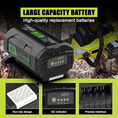 Powilling 40v 6.5ah استبدال بطارية Ryobi 40V وشاحن التحرير والسرد متوافق مع بطارية Ryobi 40 Volt OP4026 OP40601 OP4050A OP4040 OP4030 OP4050 مع OP401 40 فولت شاحن in Kuwait