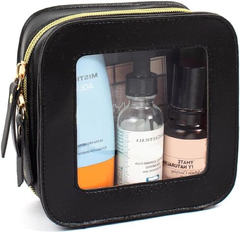 2 PCS مجموعة أكياس MAKUP CLEAR ، حقيبة مستحضرات تجميل صغيرة مستحضرات تجميل مقاومة للماء مع سحاب لطيف مكياج أكياس أساسية للسيارة للنساء (مجموعة بيضاء) in Kuwait