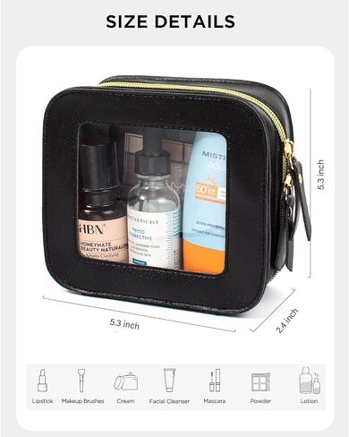 2 PCS مجموعة أكياس MAKUP CLEAR ، حقيبة مستحضرات تجميل صغيرة مستحضرات تجميل مقاومة للماء مع سحاب لطيف مكياج أكياس أساسية للسيارة للنساء (مجموعة بيضاء) in Kuwait