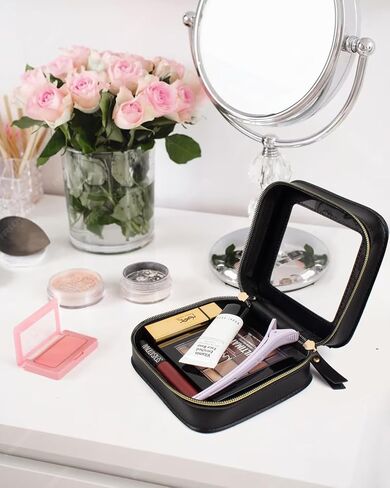 2 PCS مجموعة أكياس MAKUP CLEAR ، حقيبة مستحضرات تجميل صغيرة مستحضرات تجميل مقاومة للماء مع سحاب لطيف مكياج أكياس أساسية للسيارة للنساء (مجموعة بيضاء) in Kuwait