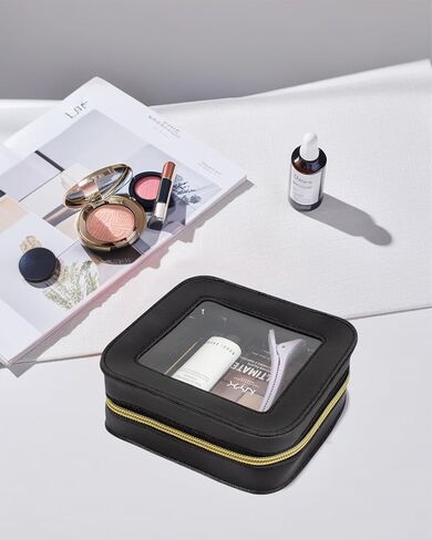 2 PCS مجموعة أكياس MAKUP CLEAR ، حقيبة مستحضرات تجميل صغيرة مستحضرات تجميل مقاومة للماء مع سحاب لطيف مكياج أكياس أساسية للسيارة للنساء (مجموعة بيضاء) in Kuwait