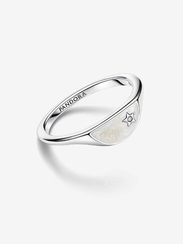Pandora Me Halved Enamel Signet Ring - Sterling SIlver Ring with Cubic Zirconia & Enamel - Gift for Women - Includes Gift Box in Saudi Arabia