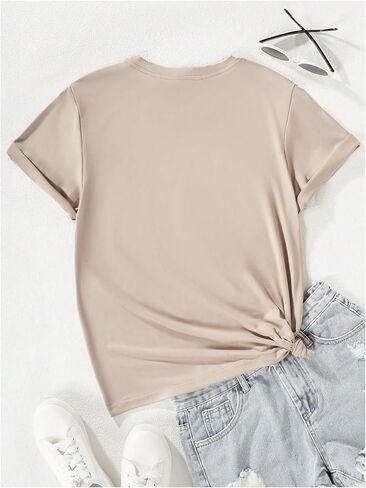 Girl's Graphic Tees Cherry Letter Print Short Sleeve T Shirts Crewneck Summer Tops in Saudi Arabia
