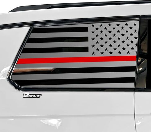 Bogar Tech Designs Precut Quarter Window American Flag Vinyl Decal Sticker Compatible with Jeep Grand Cherokee L 2021-2025, Matte Black in Saudi Arabia