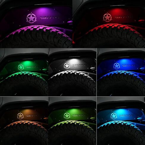 Front & Rear Inner Fender Liners Wheel Cover for 2018-2024 Jeep Wrangler JL JLU Unlimited Bolt-on Wheel Liners Engine Protection with Light & Star Logo, 4 PCS in Saudi Arabia