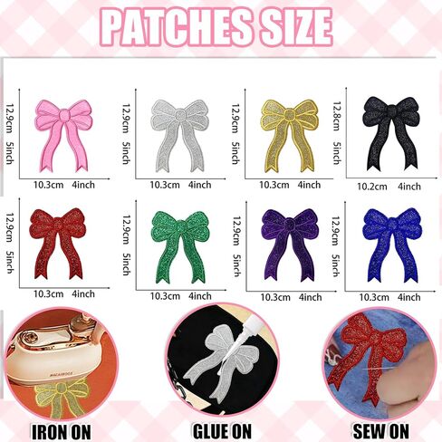 Iron On Patches Glitter 5Pcs Sweatshirt Side Bow Embroidered Patch Cute Sequin Applique Sew On Fabric Patches Shiny DIY Decorative Accessories Lovely for Girls Women Clothes Backpacks Jackets,Navy in Kuwait