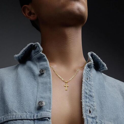 قلادة متقاطعة 14 كيلو جولد مقلوب للرجال لرجال الزركونيا المركز المارينر الذهب قلادات للرجال قلادة دنتي 20/22/24in in Kuwait