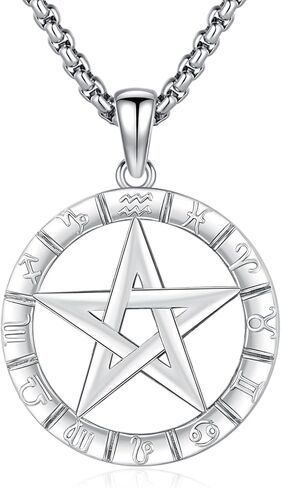 Eusense Tetragrammaton Necklace for Women Men Tetragrammaton De Plata 925 Pentagram Pentacle Pendant Witchcraft Wiccan Pagan Jewelry Abalone in Kuwait