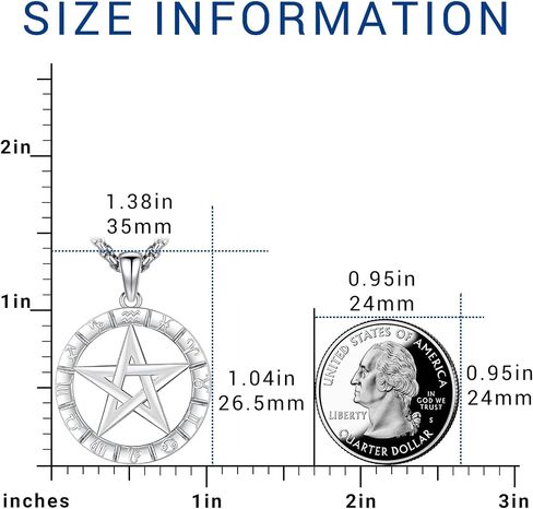 Eusense Tetragrammaton Necklace for Women Men Tetragrammaton De Plata 925 Pentagram Pentacle Pendant Witchcraft Wiccan Pagan Jewelry Abalone in Kuwait