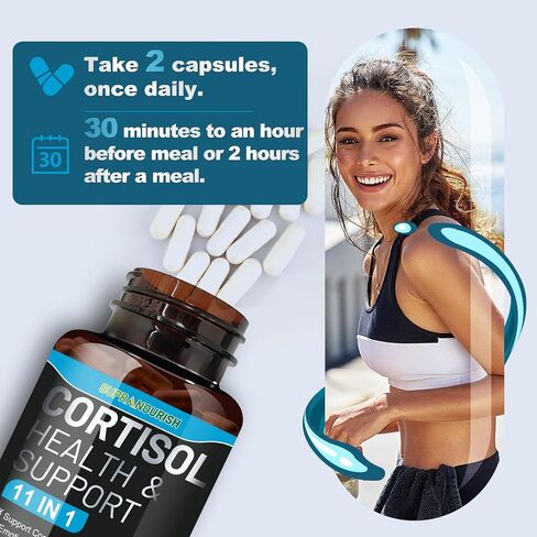 Cortisol Supplements for Women and Men, 11-in-1 Cortisol Manager,Cortisol Reducer with Ashwagandha, Rhodiola, L-Theanine, Hormone Balance, 120 Capsules (60-Day Supply) in Saudi Arabia