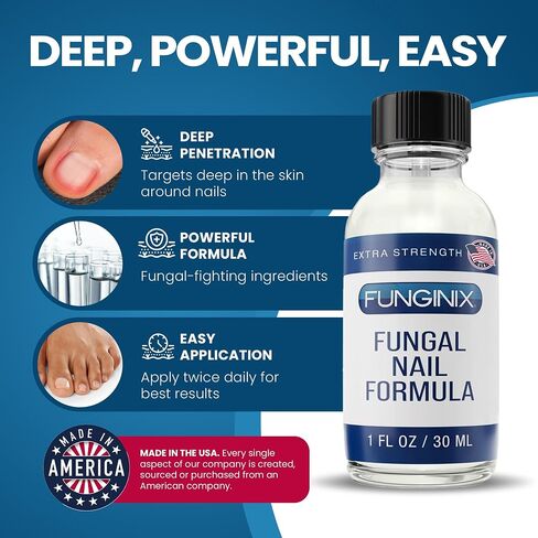 Funginix Toenail Fungus Treatment - أقصى قوة - علاج فطريات الأظافر للأظافر الفطرية - محلول سائل مضاد للفطريات - مصنوع في زجاجة الولايات المتحدة الأمريكية - (قد تختلف التغليف) in Kuwait