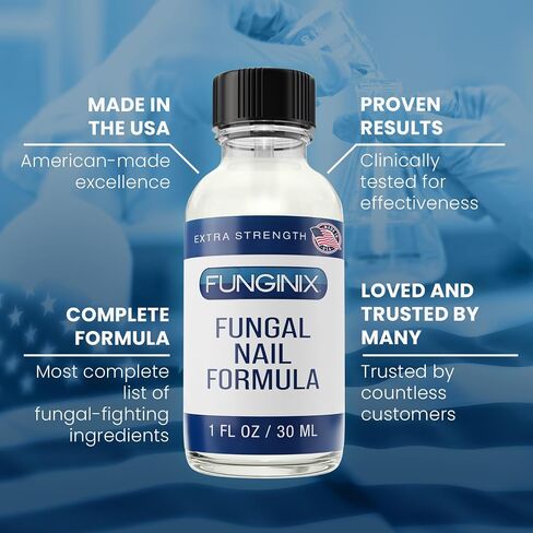 Funginix Toenail Fungus Treatment - أقصى قوة - علاج فطريات الأظافر للأظافر الفطرية - محلول سائل مضاد للفطريات - مصنوع في زجاجة الولايات المتحدة الأمريكية - (قد تختلف التغليف) in Kuwait