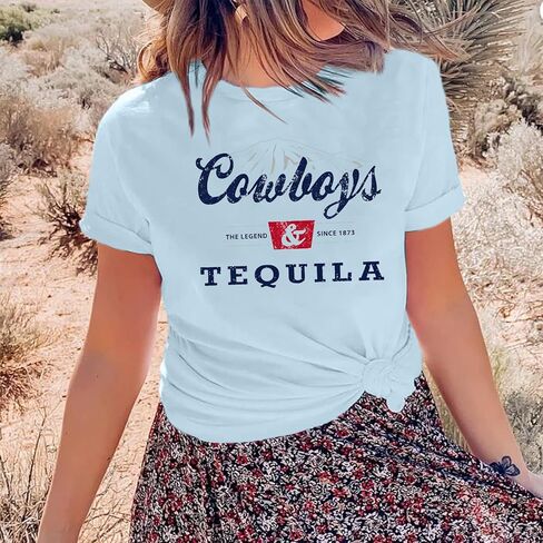 Western Cowboy Shirts Vintage Graphic Tees for Women Cowgirl Country Music Concert Tshirts Funny Retro Rodeo Shirt in Kuwait