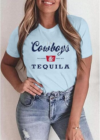 Western Cowboy Shirts Vintage Graphic Tees for Women Cowgirl Country Music Concert Tshirts Funny Retro Rodeo Shirt in Kuwait