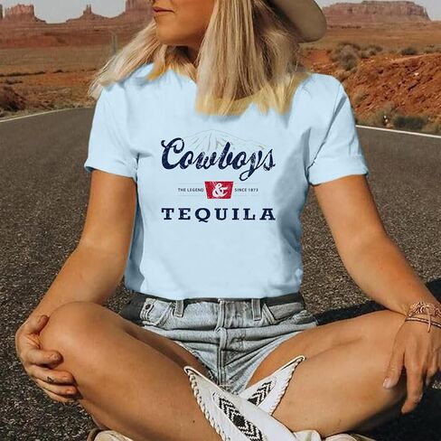 Western Cowboy Shirts Vintage Graphic Tees for Women Cowgirl Country Music Concert Tshirts Funny Retro Rodeo Shirt in Kuwait