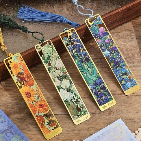 4 Pieces Metal Bookmarks Fallen Leaves with Chain Leaf Bookmark Golden Plant Maple Leaf Gifts Page Marker Aesthetic Accessories for Women Book Lovers Writers Readers Teenage in Kuwait