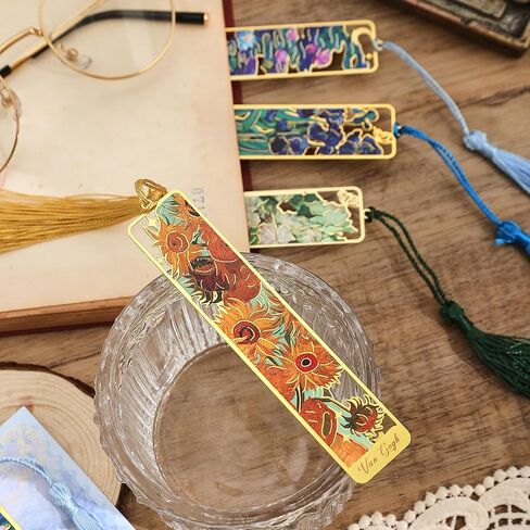 4 Pieces Metal Bookmarks Fallen Leaves with Chain Leaf Bookmark Golden Plant Maple Leaf Gifts Page Marker Aesthetic Accessories for Women Book Lovers Writers Readers Teenage in Kuwait