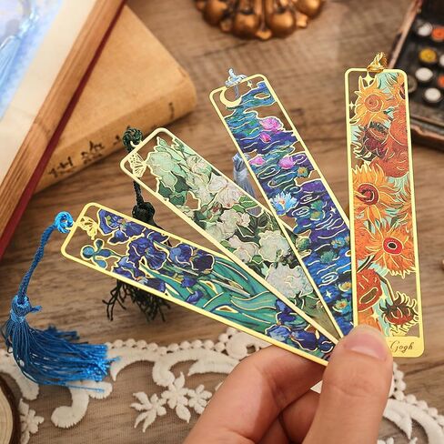4 Pieces Metal Bookmarks Fallen Leaves with Chain Leaf Bookmark Golden Plant Maple Leaf Gifts Page Marker Aesthetic Accessories for Women Book Lovers Writers Readers Teenage in Kuwait