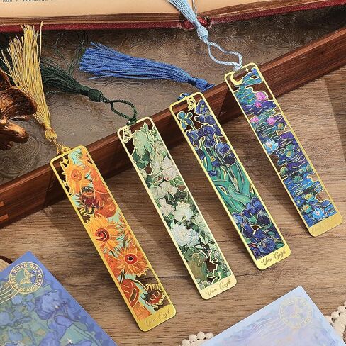 4 Pieces Metal Bookmarks Fallen Leaves with Chain Leaf Bookmark Golden Plant Maple Leaf Gifts Page Marker Aesthetic Accessories for Women Book Lovers Writers Readers Teenage in Kuwait