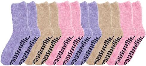Silverts Men’s and Women’s Diabetic Gripper Non Skid Hospital Slipper Socks for Seniors - Clothing for Elderly - 6 Pack in Saudi Arabia