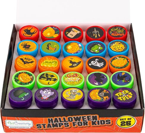 ArtCreativity Bulk Halloween Stampers for Kids - Set of 100 Halloween Stamps - Assorted Trick or Treat Stamper Designs for Halloween - Non-Candy Halloween Trinkets for Kids 3 4 5 6 7+ in Kuwait