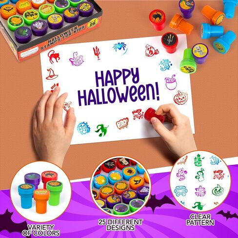 ArtCreativity Bulk Halloween Stampers for Kids - Set of 100 Halloween Stamps - Assorted Trick or Treat Stamper Designs for Halloween - Non-Candy Halloween Trinkets for Kids 3 4 5 6 7+ in Kuwait