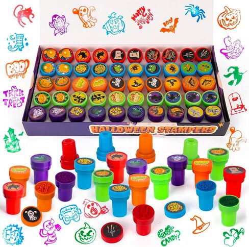 ArtCreativity Bulk Halloween Stampers for Kids - Set of 100 Halloween Stamps - Assorted Trick or Treat Stamper Designs for Halloween - Non-Candy Halloween Trinkets for Kids 3 4 5 6 7+ in Kuwait