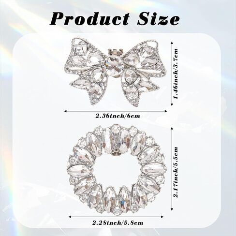 Heliltd 2 Pair Rhinestone Shoe Clips for Women Dress Shoes 2pcs Bow Clips for Shoes 2pcs Square Shoe Clips Classic Detachable Shoe Clips for Bridal Wedding Shoe Charms Decoration in Saudi Arabia