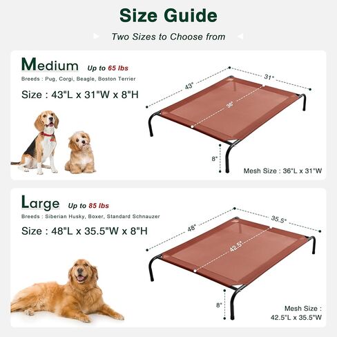Love's cabin Elevated Cooling Dog Bed for Large Dogs, Portable Indoor & Outdoor Raised Pet Dog Cat Cot, Durable Summer Frame with Breathable Mesh, Grey, 48 inches in Kuwait