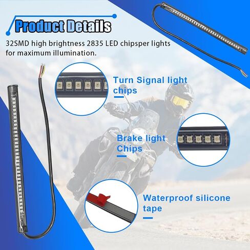 7.67 "شريط ضوء LED مرن ، شريط فرامل LED مزدوج LED LED توقف انعطاف ضوء الإشارة ، وضوء تشغيل النهار المقاوم للماء ، وشريط خلفي للسيارة ، وضوء لوحة الترخيص للسيارة ، والدراجة النارية ، و ATV (48LELD) in Saudi Arabia
