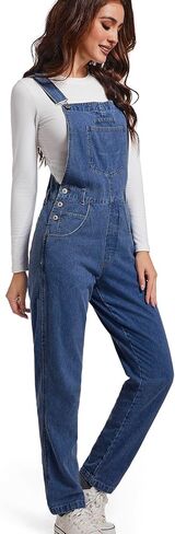 Womens Denim Overalls Jean 90s Retro Dungaree Baggy Ladies Loose Fit Fashion Casual Relaxed Jumpsuit with Pockets in Saudi Arabia