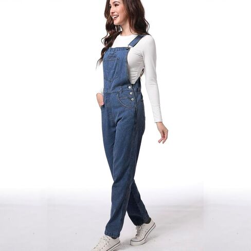 Womens Denim Overalls Jean 90s Retro Dungaree Baggy Ladies Loose Fit Fashion Casual Relaxed Jumpsuit with Pockets in Saudi Arabia