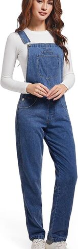 Womens Denim Overalls Jean 90s Retro Dungaree Baggy Ladies Loose Fit Fashion Casual Relaxed Jumpsuit with Pockets in Saudi Arabia