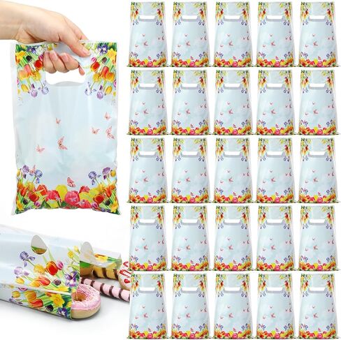 Thenshop 100 Pcs Happy Purim Bags Purim Gift Bags with Handles Purim Treat Bags Snacks Purim Bags Purim Cellophane Bags Goodie Bags Bulk Plastic Merchandise Bags for Purim Party Favors in Kuwait
