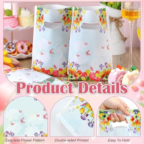 Thenshop 100 Pcs Happy Purim Bags Purim Gift Bags with Handles Purim Treat Bags Snacks Purim Bags Purim Cellophane Bags Goodie Bags Bulk Plastic Merchandise Bags for Purim Party Favors in Kuwait