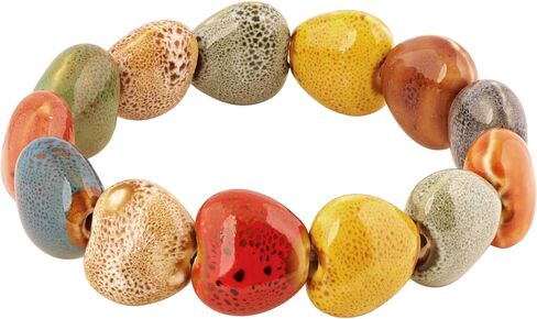 MINACHI Boho Hippie Colorful Ceramic Round Beads Strand Stretch Bracelet Gift for Women in Saudi Arabia