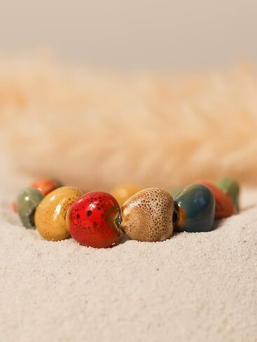MINACHI Boho Hippie Colorful Ceramic Round Beads Strand Stretch Bracelet Gift for Women in Saudi Arabia