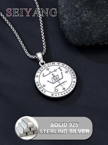 Seiyang Saint Necklace 925 Sterling Silver Patron Amulet Medal Jewelry for Men Women (with Gift Box) in Kuwait