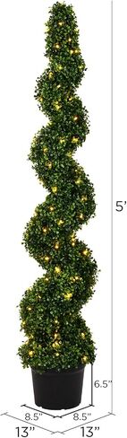 Vickerman قبل مضاءة LED خشب البقس الاصطناعي Topiary Trepiary Tree 3 أقدام الطول - محفوظ بوعاء أخضر خشبي - خشب الأشعة فوق البنفسجية مقاوم داخلي في الهواء الطلق ديكور الفناء in Saudi Arabia