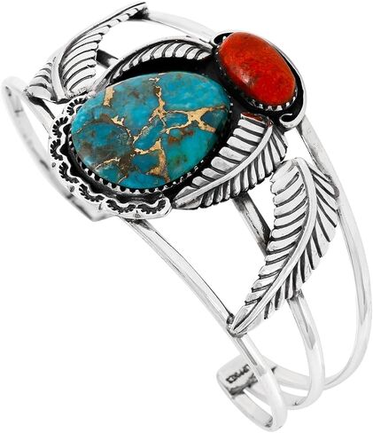 Turquoise Bracelet Sterling Silver 925 Genuine Gemstones Cuff Bracelet in Saudi Arabia