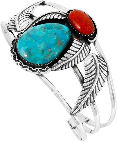 Turquoise Bracelet Sterling Silver 925 Genuine Gemstones Cuff Bracelet in Saudi Arabia