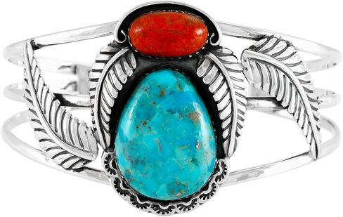 Turquoise Bracelet Sterling Silver 925 Genuine Gemstones Cuff Bracelet in Saudi Arabia